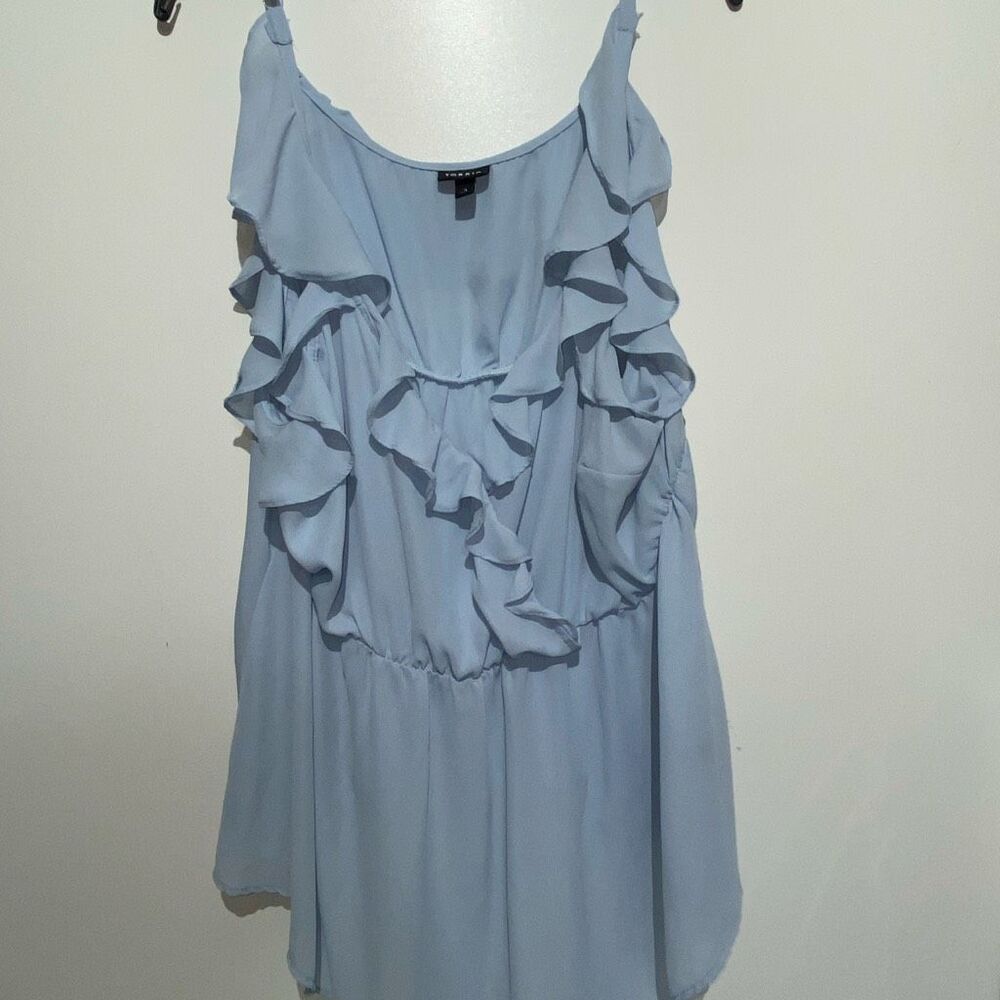 Torrid Women's Blue Peplum Georgette Ruffle Surplice Tank Top Size 3/3X